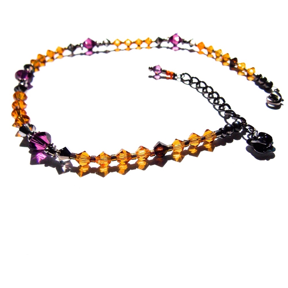 Ankle Bracelet Orange Purple Black Rose Charm Boho - Picture 2 of 4
